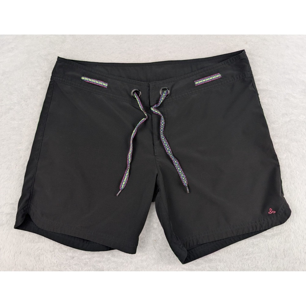 Prana Shorts Womens Size Large (36x6) Black Board Shorts Drawstring Athletic